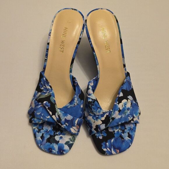 BRAND NEW NINE WEST FLORAL EMBELLISHMENT SQUARE OPEN TOE WEDGE SANDALS… - Picture 3 of 16